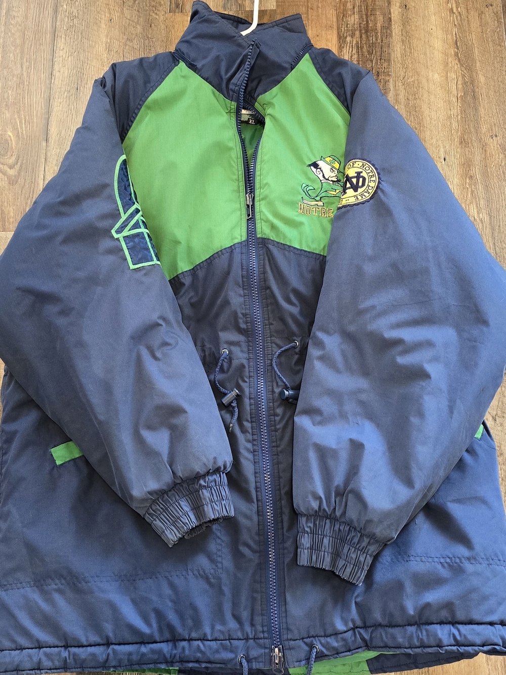 Rare Vintage 90s Pro Player Notre Dame Puffer Jacket XL